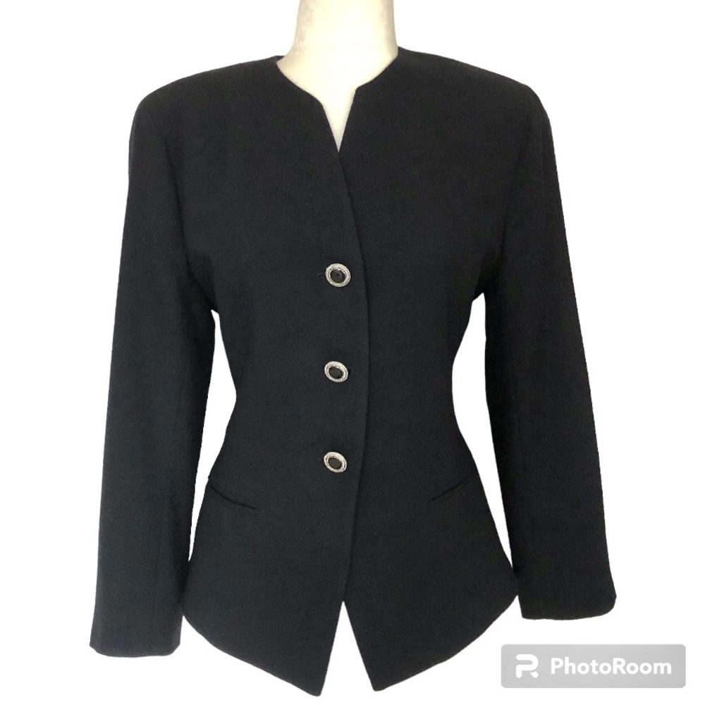 Jones New York 100% Pure Wool Black Blazer Jacket